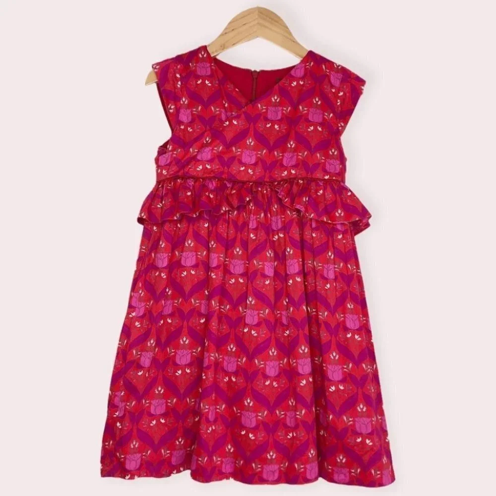 Tea Collection dress Palermo wrap red purple floral size 4 years